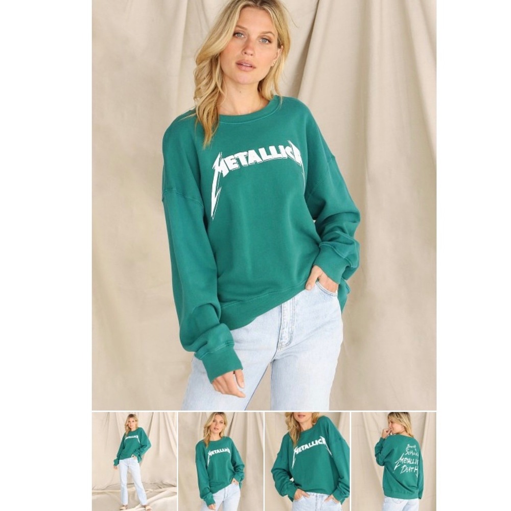 Daydreamer Metallica Sweatshirt Women M Green Birth School Metallica Death NWT